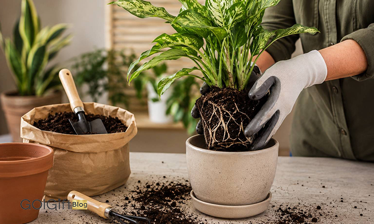 گل گیفت | راهنمای نوسازی و تعویض خاک گیاهان آپارتمانی در خانه