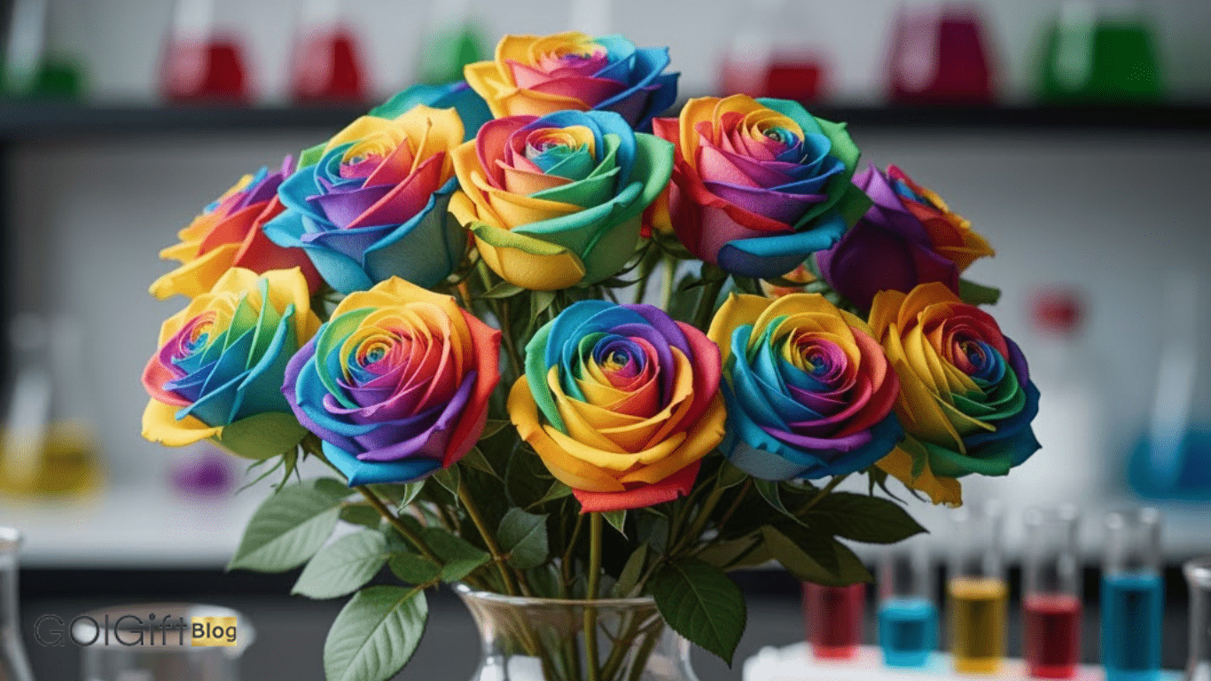 گل گیفت | چگونه گل رز هفت رنگ درست کنیم؟