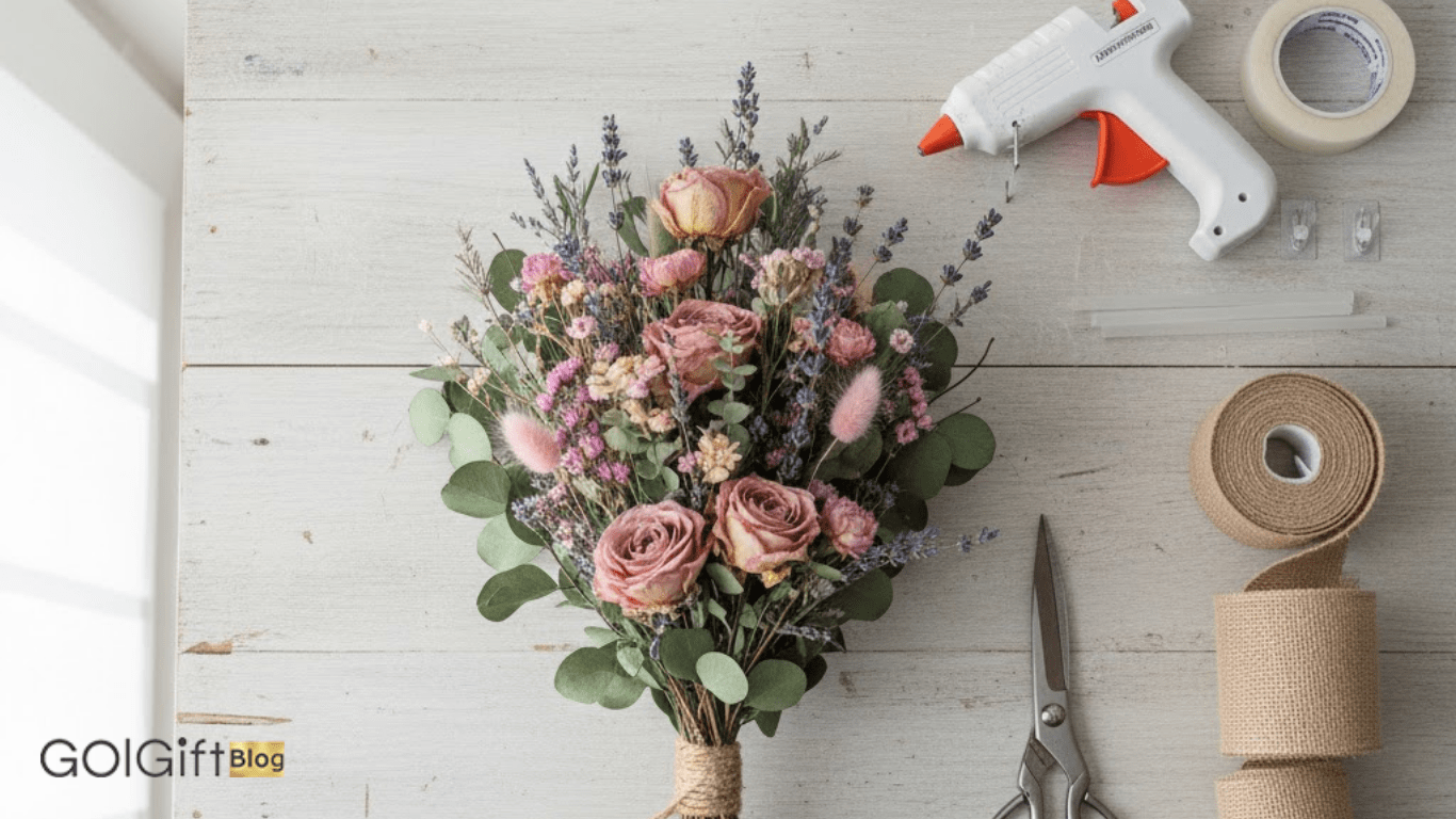 گل گیفت | چگونه دسته گل را به دیوار بچسبانیم؟