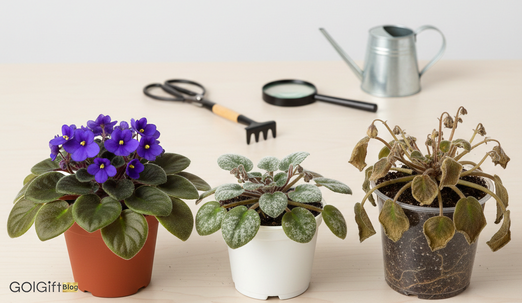 گل گیفت | راهنمای جامع تشخیص و درمان بیماری های بنفشه آفریقایی