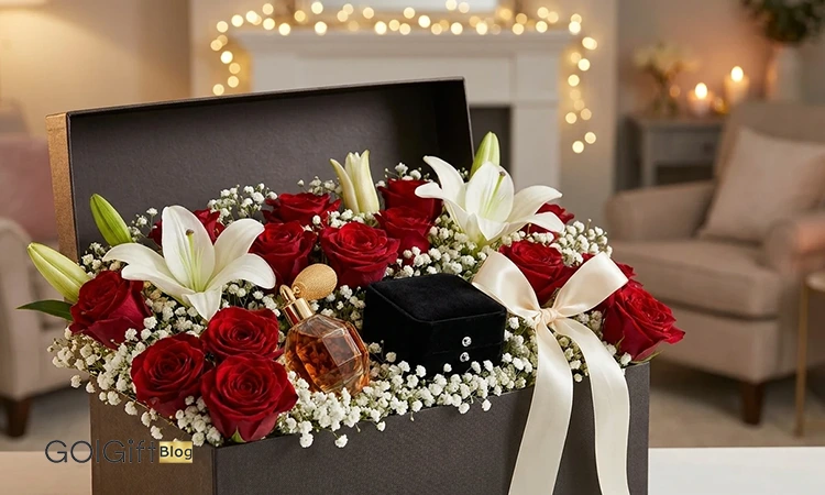 ترکیب باکس گل با هدیه های دیگر برای سورپرایزی خاص width=512 height=512 border=0